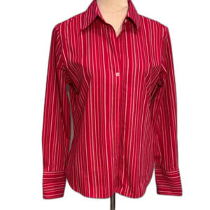 Eddie Bauer pink stripe wrinkle resistant cotton shirt Size M